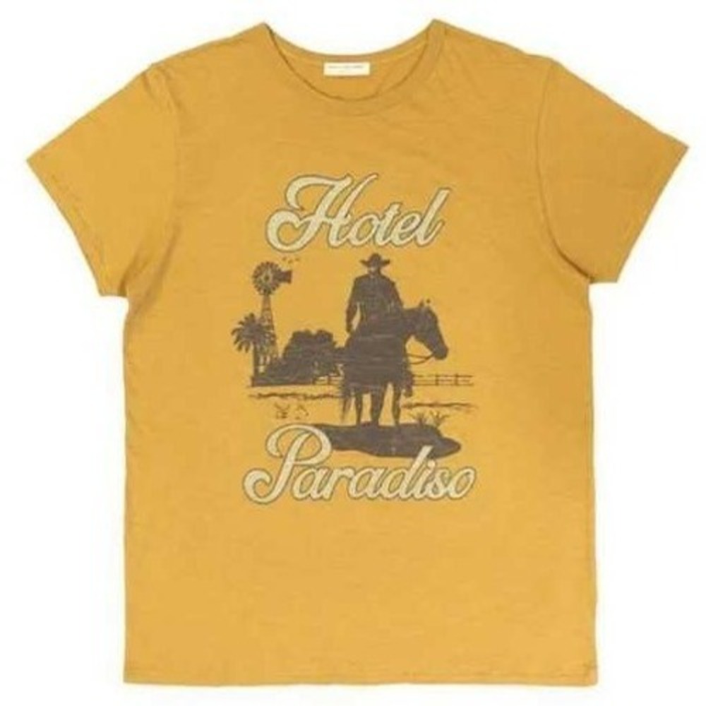 Spell & The Gypsy Collective Hotel Paradiso Graphic Tee Mustard Yellow XL Cotton